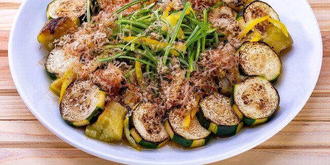 Grilled autumn eggplant and zucchini