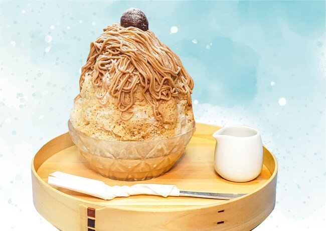 Mont Blanc and black tea shaved ice