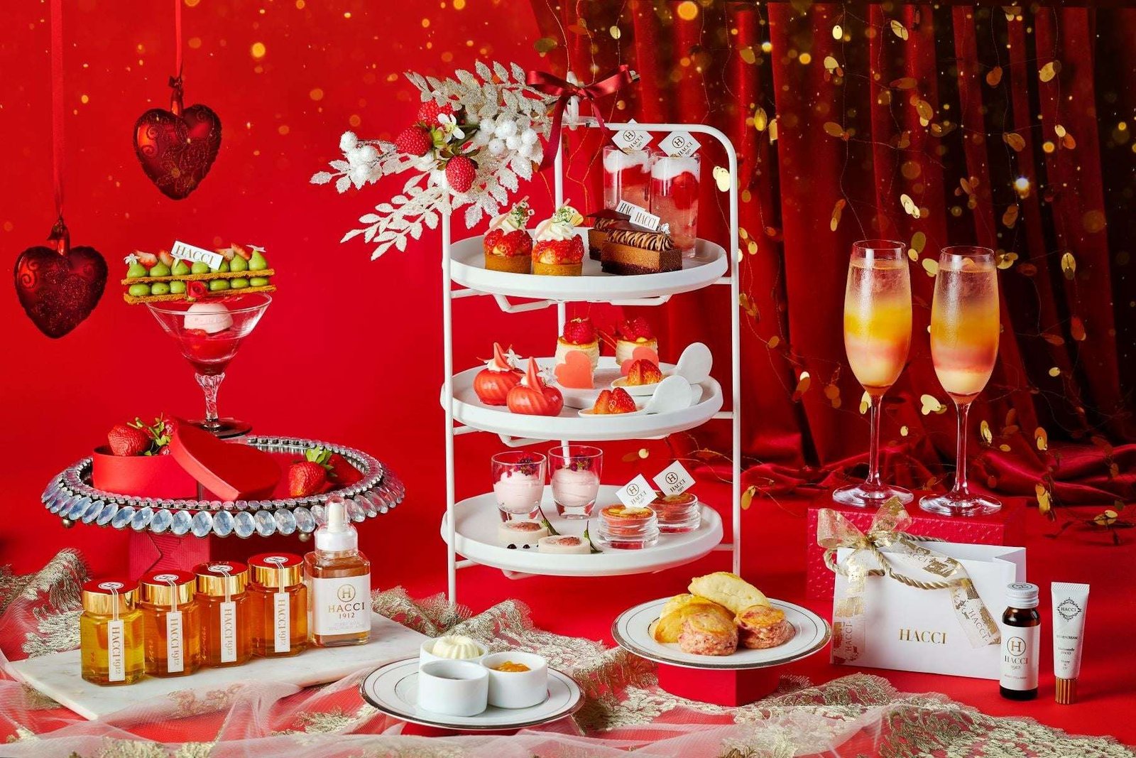 Tsukada Global Holding Co., Ltd. Second collaboration with honey beauty brand “HACCI”! “HONEY STRAWBERRY  Afternoon Tea” is an exciting afternoon tea where you can indulge in bright red strawberries and honey.