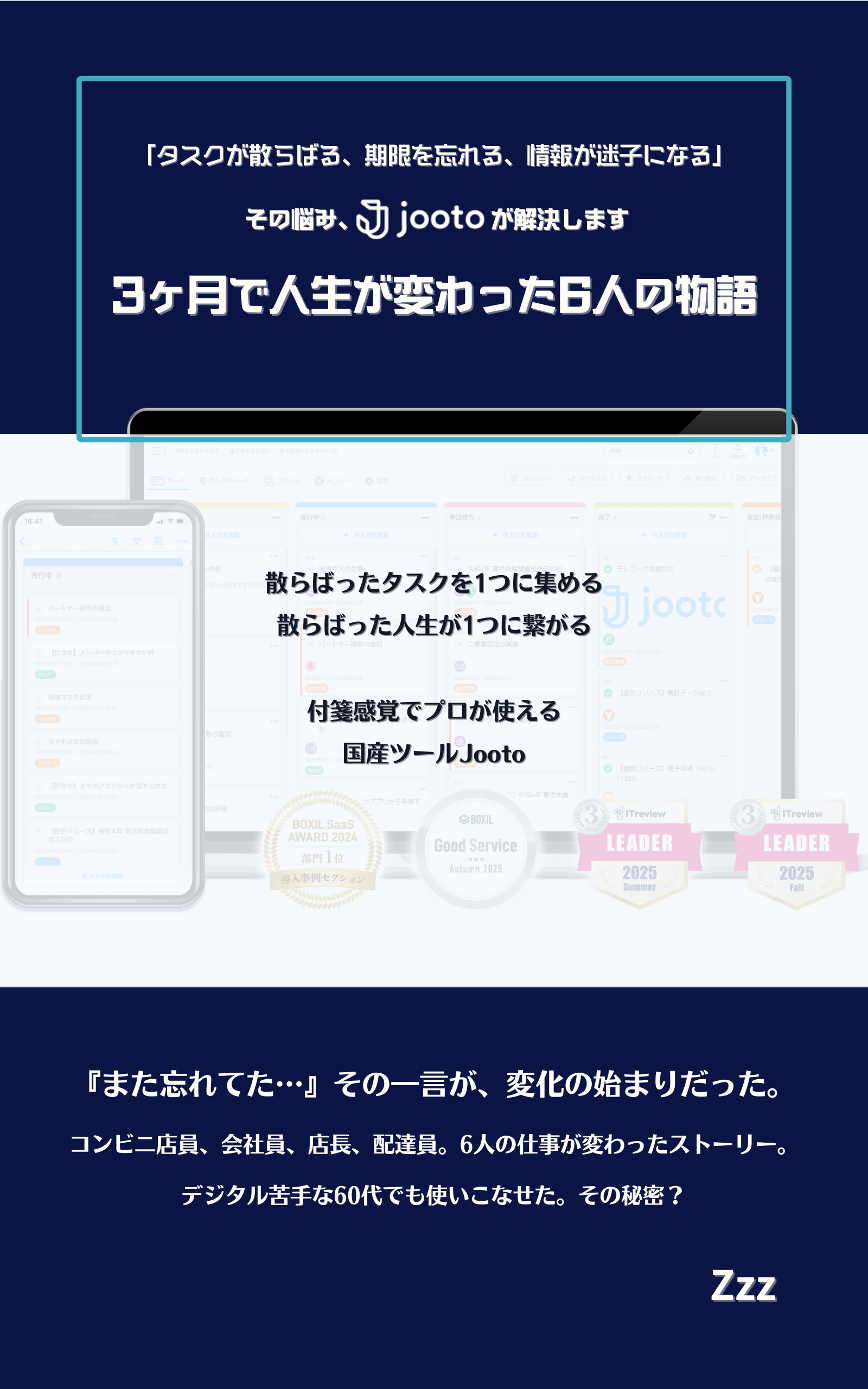 Learn about the task management tool Jooto. “Jooto solves your problems: tasks get scattered, deadlines get forgotten, information gets lost. Stories of six people whose lives changed in three months” is now available.